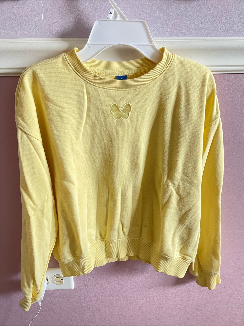 Old Navy Girls Yellow Butterfly Crewneck Sweater